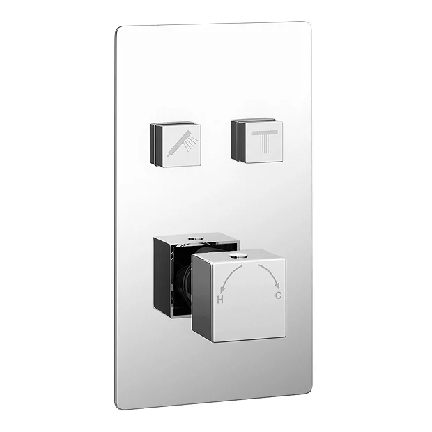 Milan Twin Modern Square Push-Button Shower Valve With 2 Outlets 1 Milan Twin Modern Square Push-Button Shower Valve With 2 Outlets