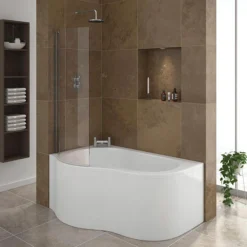 Venice Curved Corner Shower Bath - 1500mm With Screen + Panel -Villeroy Shop estuarycornershowerbathscreenandpaneldetail2