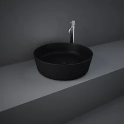 RAK Feeling 420mm 0TH Slim Round Counter Top Wash Basin - Matt Black
