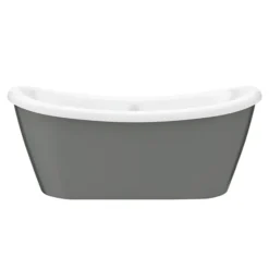 1770 X 775 Gloss Grey Double Ended Slipper Roll Top Bath