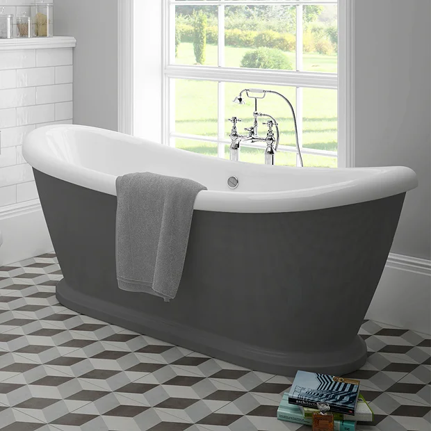 Chatsworth Dark Grey 1770 Double Ended Slipper Roll Top Bath 2 Chatsworth Dark Grey 1770 Double Ended Slipper Roll Top Bath - Image 2