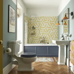 Heritage Hatton Close Coupled Toilet With Traditional Chrome Cistern Lever