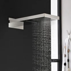 Milan Square Triple Valve With Diverter, Fixed Water Blade Shower Head + 6 Body Jets -Villeroy Shop head48 d1