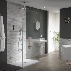 Triton HOME Digital Mixer Shower Pumped All-in-One With Square Fixed Head & Outlet Elbow Handset Holder (Low Pressure Gravity) -Villeroy Shop homdmchhsqm d1 1