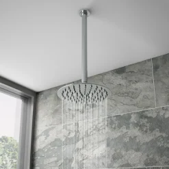 Arezzo Chrome Industrial Style Shower System With Concealed Valve, Handset + Ceiling Mounted Head -Villeroy Shop is5chpkd4