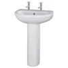 Nuie Ivo Basin With Full Pedestal (555mm Wide - 2 Tap Hole)