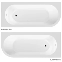 J-Shaped Shower Bath (1700mm With Screen + Curved Panel)