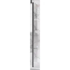 Roman Liberty Black Clear Glass Wetroom Screen + Ceiling Arm Support - Various Sizes (2000mm High)