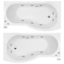 Laguna Whirlpool Spa 8 Jet B-Shaped Shower Bath With Screen + Panel -Villeroy Shop lagunalhwhirlpoolspa8jetbshapedshowerbathincpanelscreend1