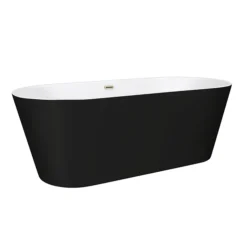 Brooklyn Matt Black Exterior 1700 X 800mm Double Ended Freestanding Bath With Brushed Brass Waste -Villeroy Shop lbt25blkebb d3