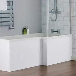 Milan Square Shower Bath - 1700mm Inc. Double Hinged Screen + MDF Panel 7 Milan Square Shower Bath - 1700mm Inc. Double Hinged Screen + MDF Panel -Villeroy Shop lshapedshowerbath1700mmmdffrontpaneldoublehingedscreend1