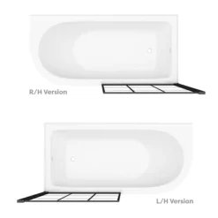 Appleby 1550 Roll Top Shower Bath With Matt Black Grid Screen + Leg Set -Villeroy Shop mbap15bs n d2