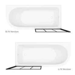 Appleby 1700 Roll Top Shower Bath With Matt Black Grid Screen + Leg Set -Villeroy Shop mbap17bs n d4