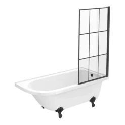 Appleby 1700 Roll Top Shower Bath With Matt Black Grid Screen + Leg Set -Villeroy Shop mbap17bs n d5