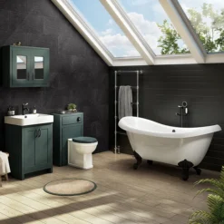 Earl 1750 Double Ended Roll Top Slipper Bath + Matt Black Leg Set