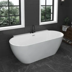 Mileto 1700 X 800 Curved Back To Wall Modern Bath With Chrome Waste 7 Mileto 1700 X 800 Curved Back To Wall Modern Bath With Chrome Waste -Villeroy Shop mfb61c l