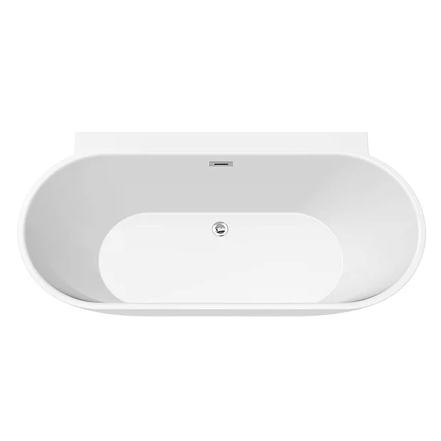 Mileto 1700 X 800 Curved Back To Wall Modern Bath With Chrome Waste 4 Mileto 1700 X 800 Curved Back To Wall Modern Bath With Chrome Waste - Image 4