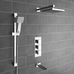 Milan Triple Square Concealed Thermostatic Shower Valve With Diverter - Chrome -Villeroy Shop misvcd02 n d4