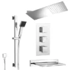 Milan Modern Shower Package (Fixed Head, Riser Rail Kit + Bath Spout)