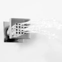 Modern Square Triple Valve With Diverter, Ceiling Mounted Square Shower Head, 4 Body Jets + Slider -Villeroy Shop modernsquaretriplevalveshowerpackage3d2