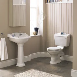 Monaco Traditional Basin + Pedestal (2 Tap Hole) -Villeroy Shop monaco2tapholebasinwithfullpedestal2sizeoptionsnewdetail1