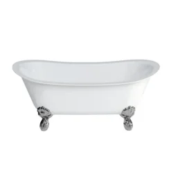 Clearwater Battello 1690 X 800mm ClearStone Gloss White Bath + Classic Chrome Feet
