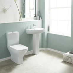 Nuie Ava Rimless Short Projection Close Coupled Toilet + Soft Close Seat -Villeroy Shop ncg450 d1