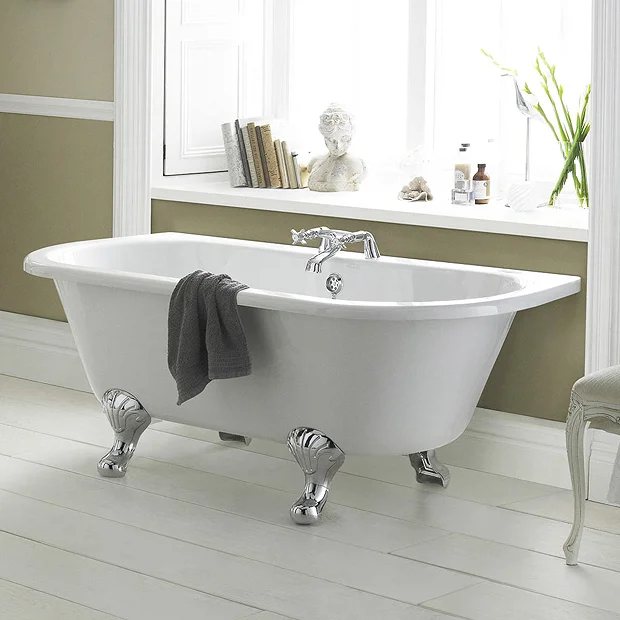 Old London Kenton 1690 X 745 'D' Shaped Back To Wall Bath + Chrome Leg Set 2 Old London Kenton 1690 X 745 'D' Shaped Back To Wall Bath + Chrome Leg Set - Image 2