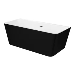 Orion Matt Black Back To Wall Modern Square Bath (1700 X 740mm)