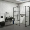 Osaka 1950mm Matt Black Wetroom Screen Incl. Support Arm