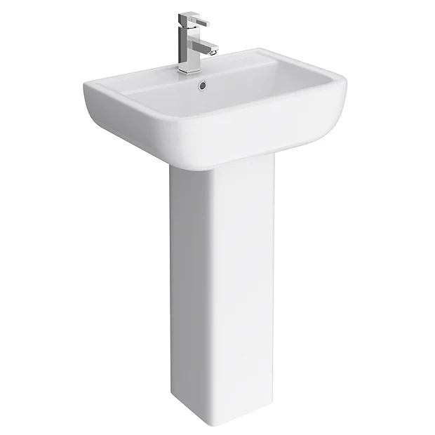 Pro 600 Modern Short Projection Basin & Pedestal (550mm Wide - 1 Tap Hole) 2 Pro 600 Modern Short Projection Basin & Pedestal (550mm Wide - 1 Tap Hole) - Image 2