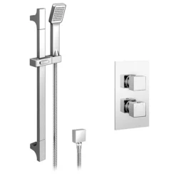 Monza Square Twin Concealed Thermostatic Shower Valve + Slider Rail Kit