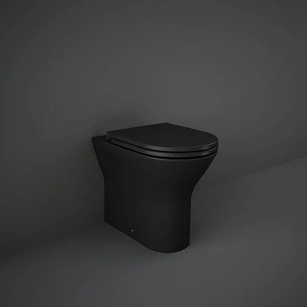 RAK Feeling Rimless Back To Wall Toilet With Soft Close Seat - Matt Black 2 RAK Feeling Rimless Back To Wall Toilet With Soft Close Seat - Matt Black - Image 2