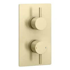 Arezzo Brushed Brass Round Shower Package With Concealed Valve + Ceiling Mounted Head -Villeroy Shop rd2bbpkcm detail2