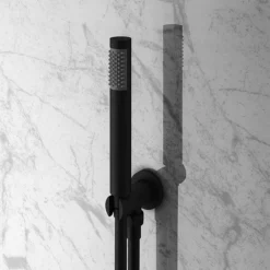 Arezzo Matt Black Round Thermostatic Shower Pack With Head + Handset -Villeroy Shop rd4blkpknd1