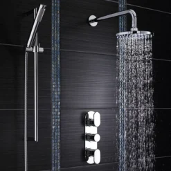 Hudson Reed Reign Triple Concealed Thermostatic Shower Valve With Diverter - Round Plate -Villeroy Shop rei3417 detail2