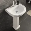 Burlington Riviera 580mm D-Shape Basin + Full Pedestal