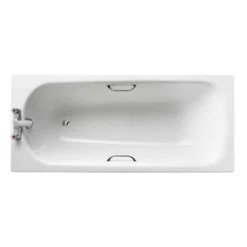 Armitage Shanks Sandringham 21 1600 X 700mm 2TH Steel Bath With Handgrips & Anti-Slip