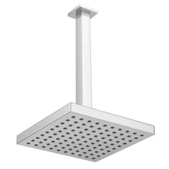 Modern Square Triple Valve With Diverter, Ceiling Mounted Square Shower Head, 4 Body Jets + Slider -Villeroy Shop sqsp3d1