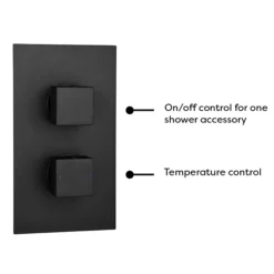 Arezzo Square Modern Concealed Twin Shower Valve - Matt Black -Villeroy Shop sqv21blacknwd2