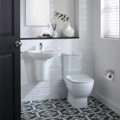 Ideal Standard Tesi Basin 1TH Basin & Semi Pedestal -Villeroy Shop tes50sem d1