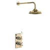Burlington Trent Gold Thermostatic Concealed Single Outlet Shower Valve With 9" Fixed Head