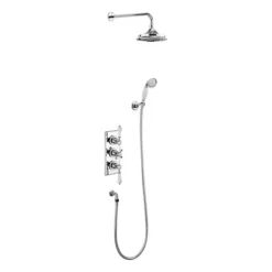 Burlington Medici Trent Thermostatic Concealed Two Outlet Shower Valve, Hose & Handset With Fixed Head
