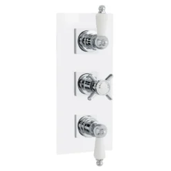 Traditional Triple Concealed Thermostatic Shower Valve With Diverter & Rectangular Plate