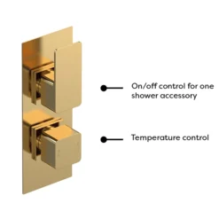 Venice Cubo Twin Thermostatic Shower Valve - Brushed Brass