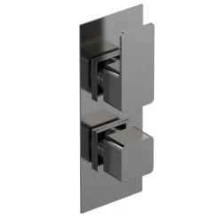 Venice Cubo Twin Thermostatic Shower Valve With Diverter - Brushed Gun Metal