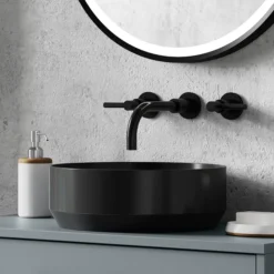 Venice Matt Black Round Counter Top Basin - 350mm Diameter