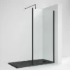 Venice Matt Black Outer Framed 8mm Wetroom Screen With Support Arm (1950mm High) - Various Sizes