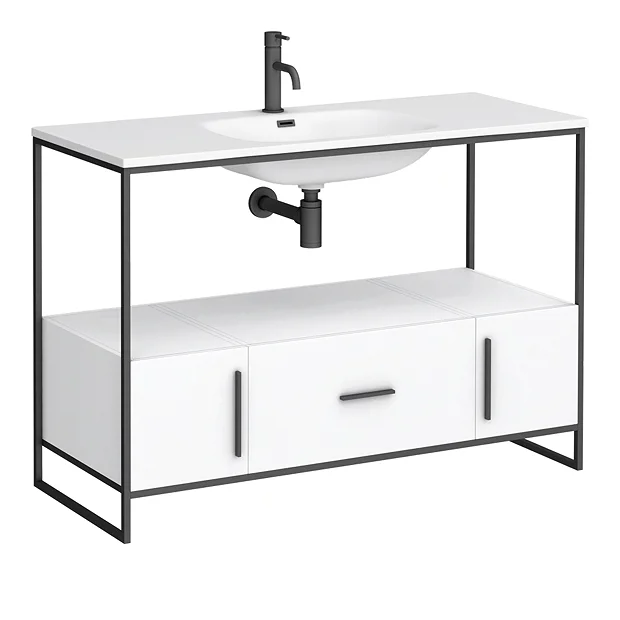 Venice 1200 Black Frame Basin Washstand Incl. Solid Stone Basin 3 Venice 1200 Black Frame Basin Washstand Incl. Solid Stone Basin - Image 3