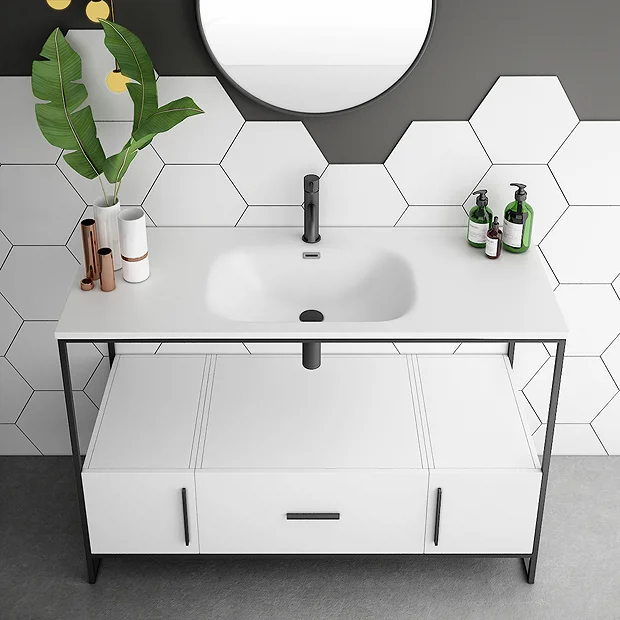 Venice 1200 Black Frame Basin Washstand Incl. Solid Stone Basin 1 Venice 1200 Black Frame Basin Washstand Incl. Solid Stone Basin